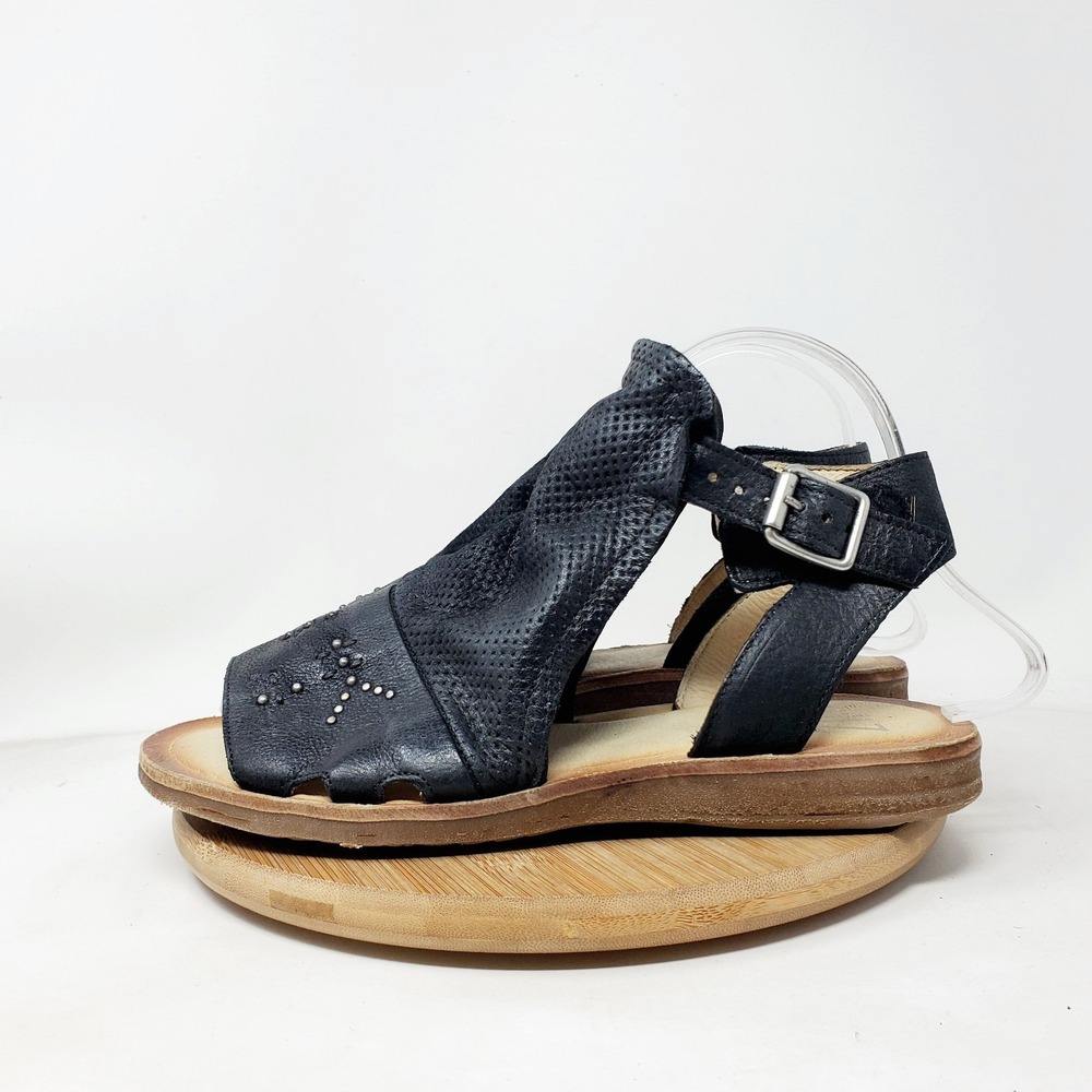 Miz Mooz Fifi Sandals Womens 39 WIDE Black Buckle Straps Bootie Open Toe Shoes